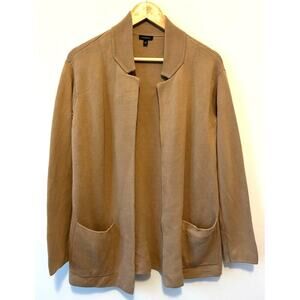 TALBOTS Knit Open Cardigan Camel Tan with Pockets Size XS